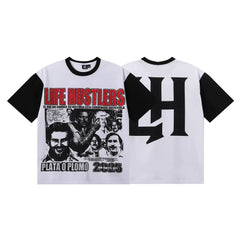 Life Hustlers Narcos Collage Contrast Tee - White/Black