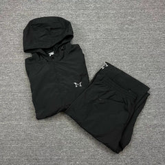 Mertra Patterned Panel Technical Tracksuit Set - Black