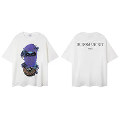 IH NOM UH NIT Purple Floral Mask Graphic Tee - Off-White