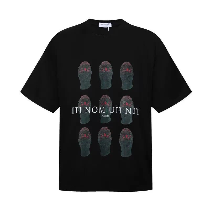 IH NOM UH NIT Multi-Mask Grid Graphic Tee - Black