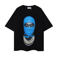IH NOM UH NIT Blue Mask Cuban Link Graphic Tee - Black