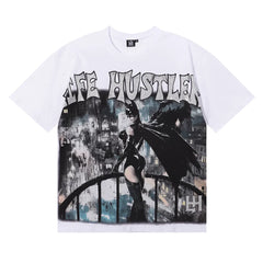 Life Hustlers Bat Graphic Vintage Tee - White