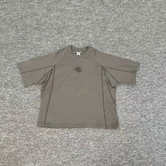 Mertra Seam-Detailed Mesh Panel Raglan Tee - Olive Grey