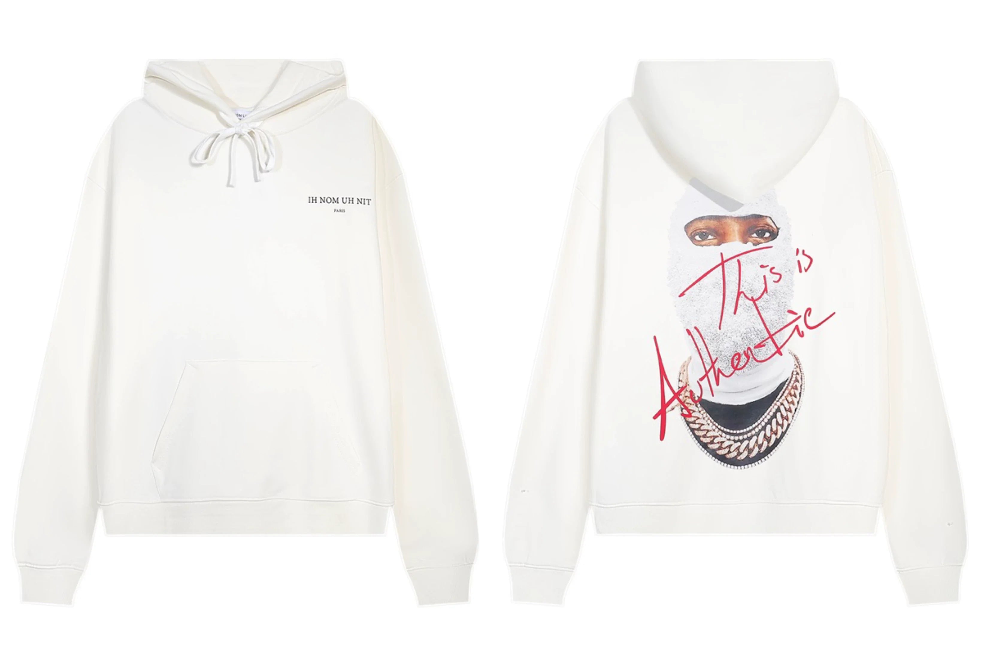 IH NOM UH NIT Authentic Script Mask Hoodie - Off-White