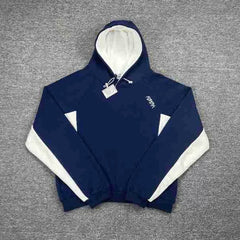 Mertra Contrast Colorblock Fleece Hoodie - Navy Blue/White