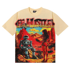 Life Hustlers Sci-Fi Desert Robot Graphic Tee - Beige