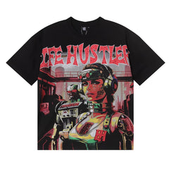 Life Hustlers Cyberpunk Cyborg Graphic Tee - Black